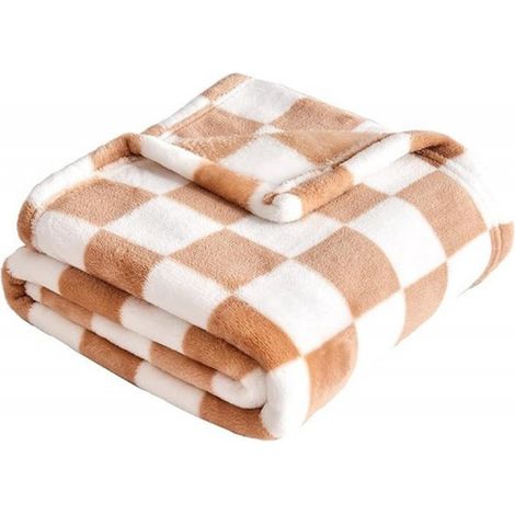 Couverture bébé à carreaux - Couverture bébé en polaire - Ultra douce, confortable et moelleuse, idéale pour les nouveau-nés et les jeunes enfants - Convient aux berceaux et aux poussettes - 76 x 102  (1/5)