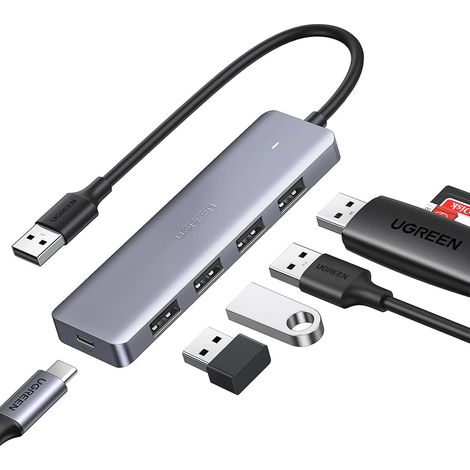 MINKUROW Hub Usb 3.0 A 4 Puertos Usb Para Teclado, Ratón, Disco Duro, Unidad Flash Usb, Concentrador De Datos De Transferencia Rápida De 5 Gbps Con Multipuertos Usb 3.0, Compatible Con Pc, Ps5, Ps4, X (1/5)