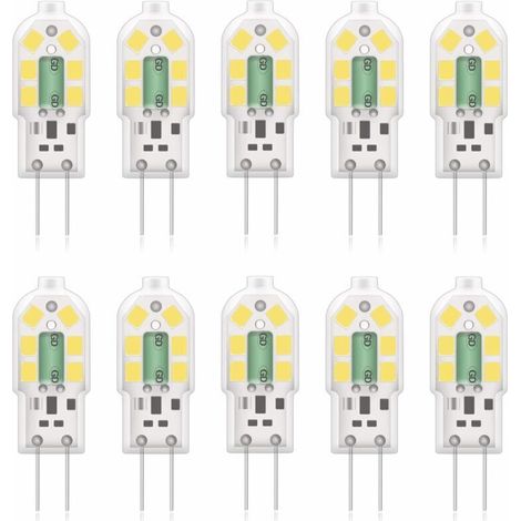 G4 2W LED Ampoule, 20W Ampoules Halogènes équivalentes, Blanc froid 6000k,200Lm,12x SMD,12V AC/DC-Pack de 10 [Classe énergétique A+] (1/5)