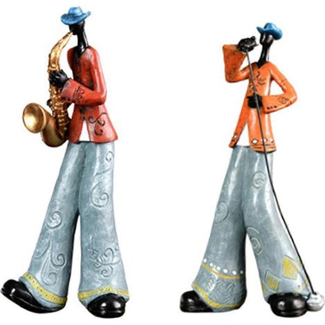 Lot de 2 figurines de musiciens de jazz vintage en résine (1/5)
