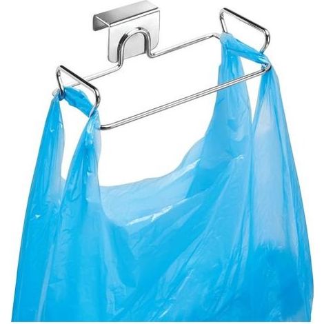 Distributeur de sacs poubelles, petit organisateur de porte en métal, argent (1/5)