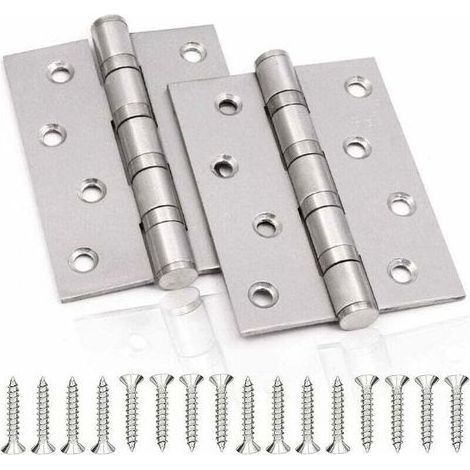 PA Charnières Porte Intérieur Inox 100X75mm Paumelles Pliables 2 Pièces Pour Portes Lourdes (1/4)