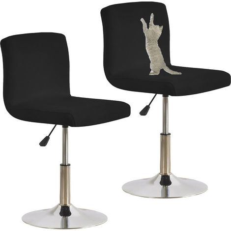 Set Barhockerbezüge, dehnbare drehbare Barhockerbezüge, kratzfest für Katzen mit Rückenlehne, waschbarer Spandex-Barhockerbezug (Schwarz, 2 Stück) (1/5)