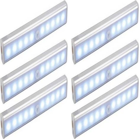 Set of 6 x 10 LED Lamps, Wireless, USB Rechargeable, Magnetic, Motion Sensor, Portable. Closet Light, Emergency Work Light, Children's Night Light, Accent Light (1/4)