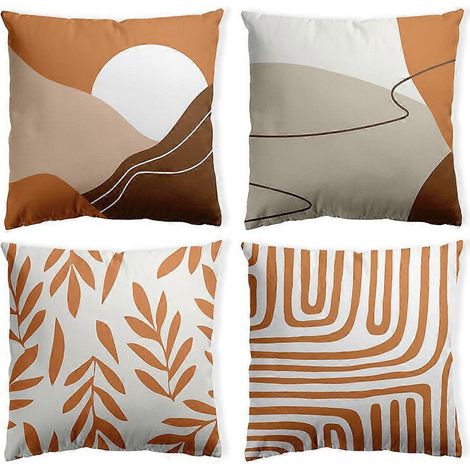 Ensemble de 4 housses de coussin 45 x 45 cm, motif géométrique moderne, style Sweet Home, carrées - Style 1 (1/5)