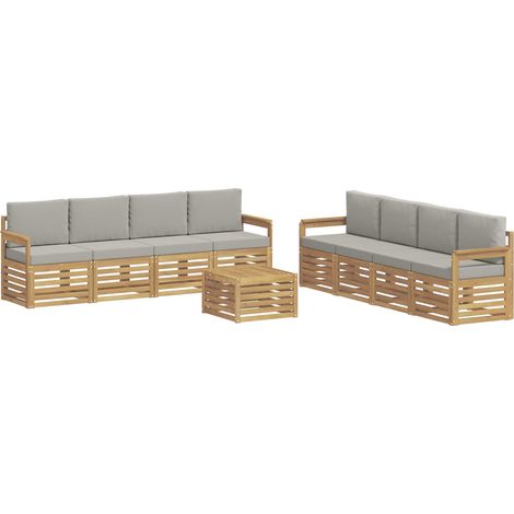 Set di divani da esterno 9 pz Bianco e Grigio Chiaro vidaXL (1/5)