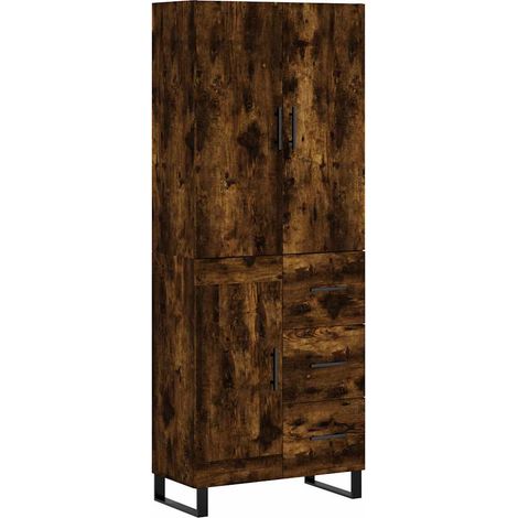 Buffet haut Meuble de rangement - Chêne fumé 69,5x34x180 cm Bois d'ingénierie fr15503 (1/5)
