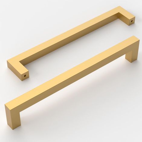 Ensemble de 10 poignées de porte de cuisine dorées Amerdeco - Entraxe de 192 mm - Poignées en acier inoxydable pour placards, portes, meubles de cuisine, etc. (1/4)