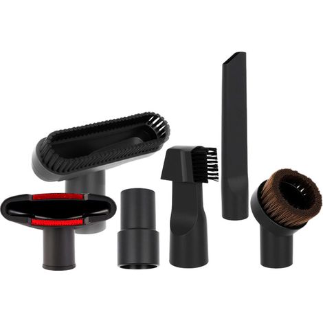 Lot de 6 accessoires pour aspirateur 32-35 mm – Brosse combinée, longue aspiration, brosse ronde – Compatible Karcher, Rowenta, Hoover, Bosch, Miele – Noir – Minetgnon