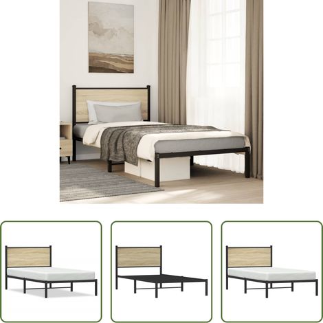 Metallbettgestell - Metallbett ohne Matratze Sonoma-Eiche 107x203 cm (1/5)