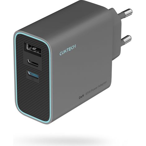 USB-C/USB-A-GaN-65-W-Wandladegerät – Grau (1/5)