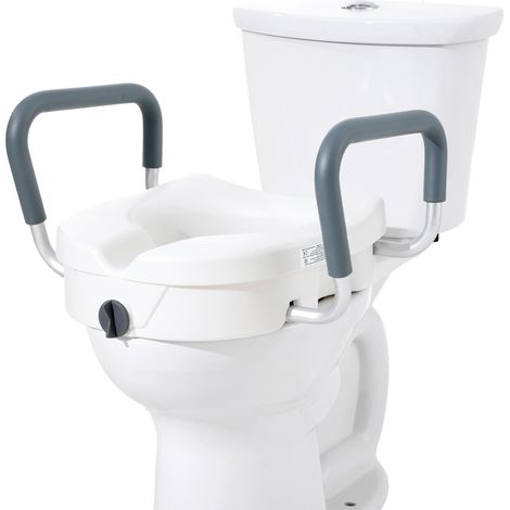 Mophorn Sedile WC rialzato, altezza 5", capacità 350 libbre, larghezza regolabile 19,1" - 21,7", installazione Twist Lock, per WC rotondi e allungati, anziani, disabili, donne incinte, pazienti