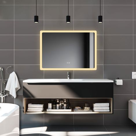 Biubiubath 120x70cm miroir salle de bain tricolore anti-buée LED avec Bluetooth (1/5)