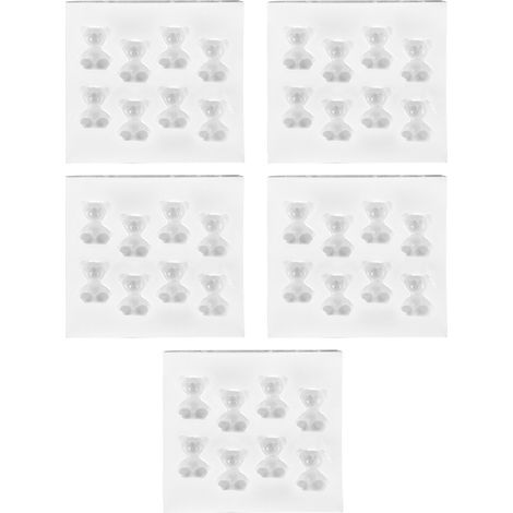 Lot de 5 moules en silicone en forme d'ours pour la création de bijoux, la fabrication d'accessoires pour pendentifs et la pâtisserie maison.