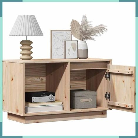 814334 Meuble TV 74x35x44 cm Bois de pin massif (1/5)