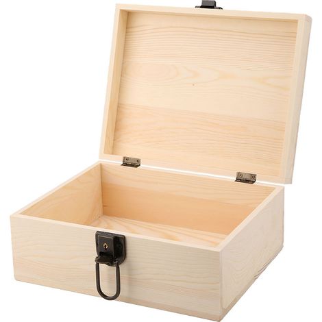 Coffret Bois Vintage Décoratif Rangement Style Rétro Boîte de Rangement en Bois Naturel Tour en Fer Déco (beige) (1/5)