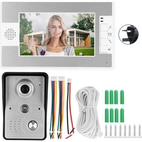 Interphone vidéo filaire de 7 pouces avec écran TFT et système d'accès à distance à vision nocturne 100-240VUK (1/5)
