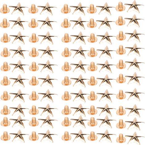 Rivets en forme d'étoile, clous décoratifs pour vêtements et chaussures, avec vis, 14 mm, dorés