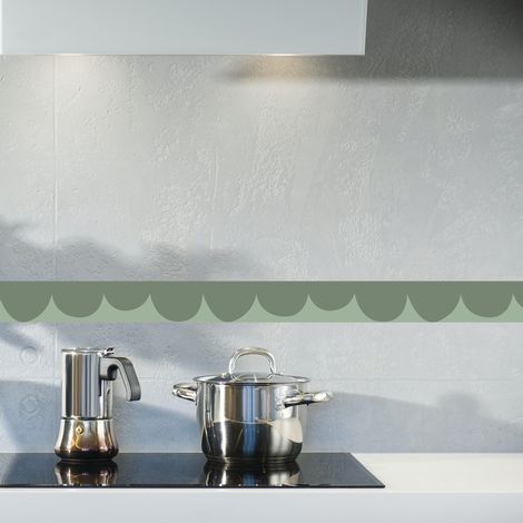 Frise décorative adhésive, feston fantaisie vert, vert olive, 5 cm X 300 cm (1/5)