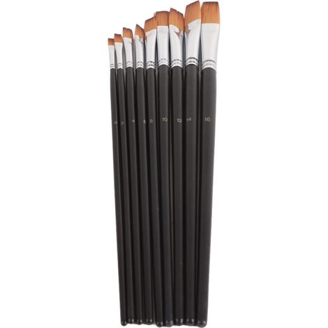 Professionelles Künstlerpinselset für Acryl, Aquarell und Gouache – 9 Nylonpinsel mit flachen und schmalen Griffen für Schüler und Hobbyisten (1/5)