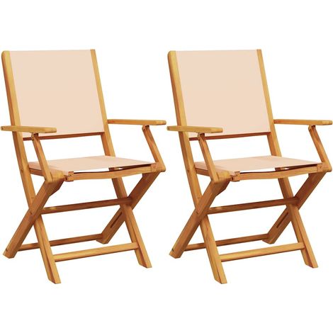 vidaXL Sedie da Giardino 2pz Beige Legno Massello di Acacia e Tessuto
