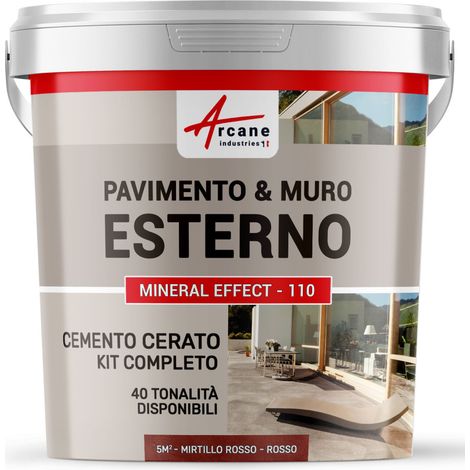 Microcemento per esterni: pavimenti, muri, terrazze, balconi, scale - 5 m² (in 2 strati) Mirtillo rosso - ARCANE INDUSTRIES