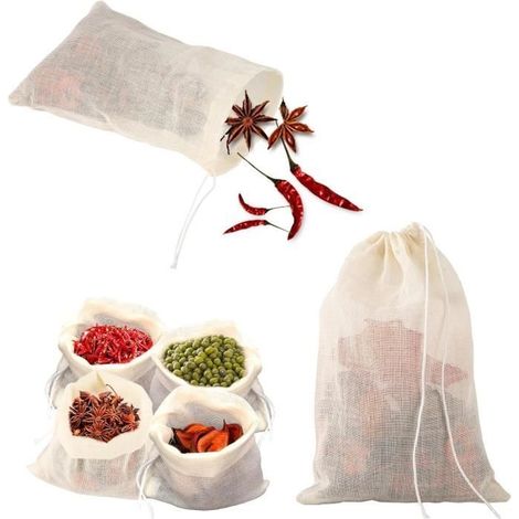 Sachet à Épices - Non spécifié - 30pcs - Réutilisables en Coton - 15x10,5cm - Avec Cordon de Serrage (1/4)