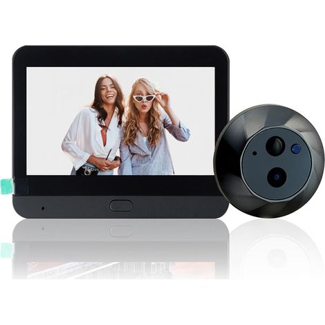Système Sonnette Vidéo sans Fil, Visionneuse Judas Porte WiFi, Caméra 1080P, Caméra Sonnette Vidéo 4,3 Pouces, Visionneuse Porte Numérique avec Détection (1/5)