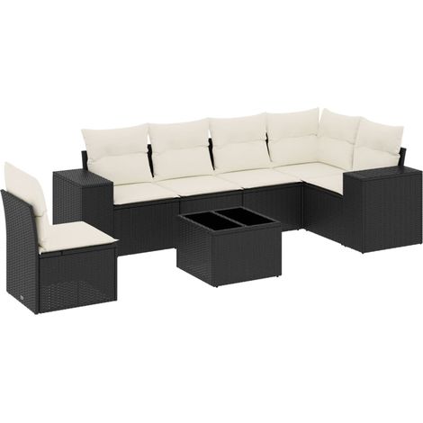 Maison Exclusive - Set Divani da Giardino con Cuscini 7pz Nero Polyrattan (1/5)