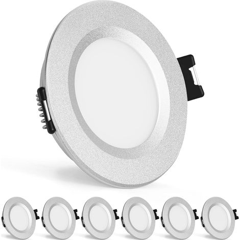 3W Spot Camping-car 12V Dimmable Alu 3000K IP44, Argent Lot de 6  Spot Encastrable 12V Blanc Chaud 240LM, Design Extra Plat 12mm, Trou 58-62mm, pour Caravane Armoires Bateau (1/5)