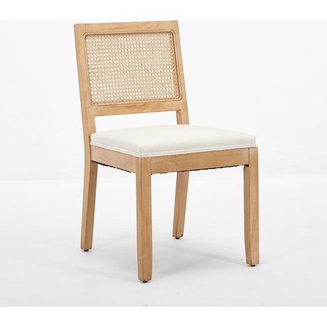 CHICFURN Set de 2 sillas de comedor de resina trenzada y tela, estilo farmhouse y mid-century, con respaldo ventilado, estructura de madera y asiento acolchado para cocina (1/5)