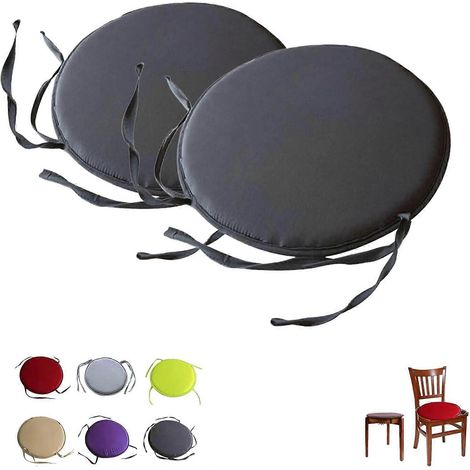 Coussins ronds antidérapants pour chaises extérieures avec attaches doux et respirants pour tabourets bar patio terrasse jardin café 38 cm (15 pouces) (1/5)
