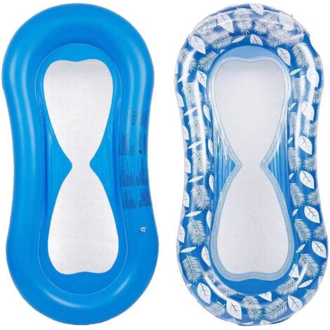 Matelas Gonflable Piscine Semi Immerge Maille Aqua Lounge avec TêTe à Flotteur Hamac Flottant, Bouee Piscine pour Adultes Plage ExtéRieur Lounger