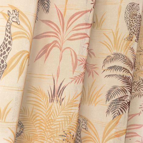 Tissu voilage motif végétal et animal Violet 150 cm