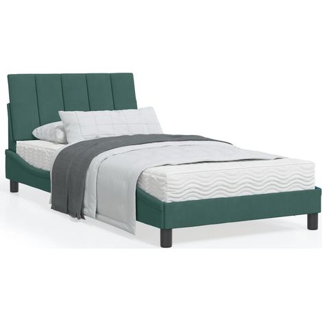 Cama con colchón Hanko terciopelo verde oscuro 100x200 cm vidaXL (1/5)