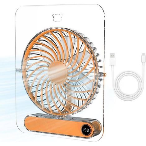Ventilateur Bureau - USB Pliable Transparent 5 Vitesses - Pour Bureau Maison Voyage Camping Extérieur - 1 Pièce (1/5)