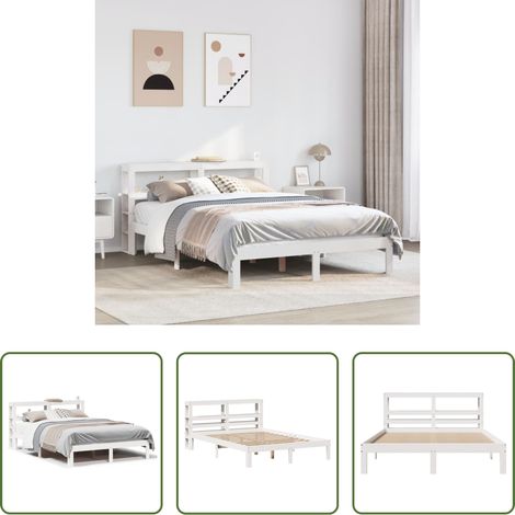 vidaXL Tête de lit sur pied -  Cadre de lit avec tête de lit sans matelas blanc 120x190 cm (1/5)