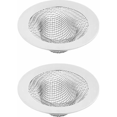 Lot de 2 passoires en acier inoxydable pour évier/plan de travail avec panier récupérateur de cheveux pour cuisine, salle de bain, baignoire, douche, siphon de sol, 5 cm/29 pouces (petit) (1/5)