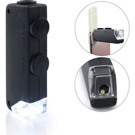 Microscope de poche LED avec loupe grossissante 60x - 100x