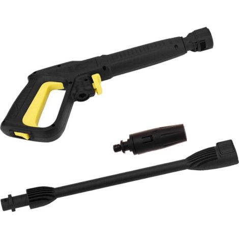 Trade-Shop Set: Hochdruckreiniger-Pistole mit Lanze Jetdüse kompatibel mit Kärcher K2-K7 Hochdruckreiniger / Anschluss-Klammer / Bajonett