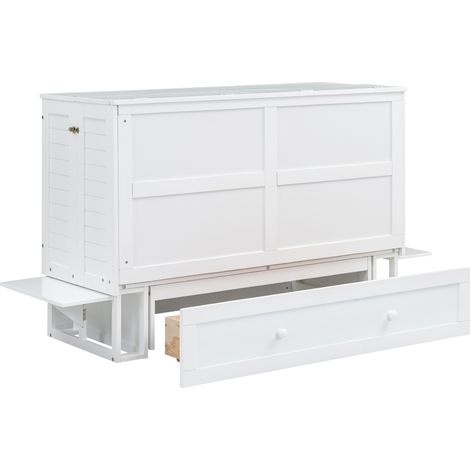 Letto a scomparsa mobile 140 x 200 cm con cassetto e ripiani laterali bianco HOMVRA (1/5)