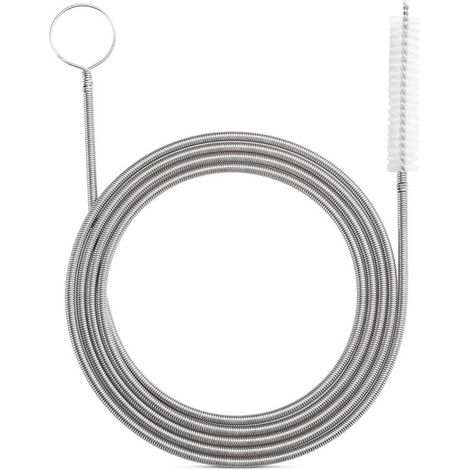 Spazzola monoblocco in acciaio inossidabile e nylon per la pulizia di fori di scarico di frigoriferi, adatta a tubi di scarico stretti, lunga 155 cm. (1/5)
