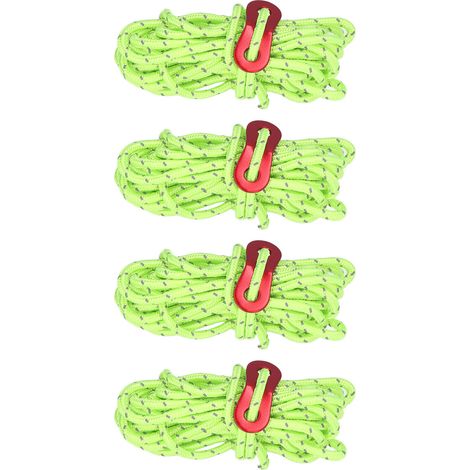 4 piquets de tente réfléchissants 4mm, corde haute résistance légère pour camping extérieur, hamac, vert (1/5)
