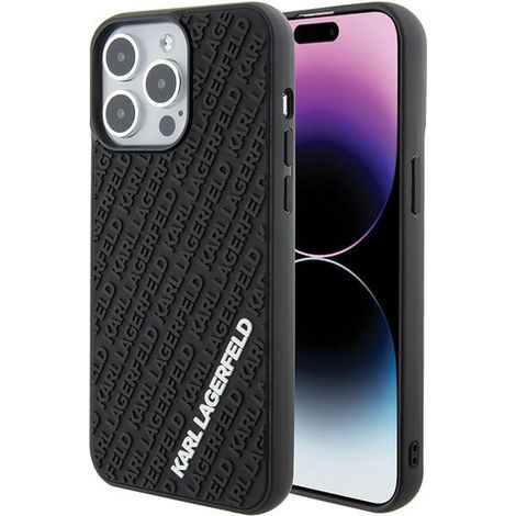 Hülle für iPhone 15 Pro Max Karl Lagerfeld 3D-Gummi Multi-Logo Schwarz (1/5)
