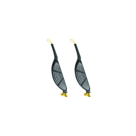 Colador con pinza para ollas y sartenes, juego de 2, silicona resistente al calor, fácil de usar y guardar, apto para lavavajillas. - Crezuo