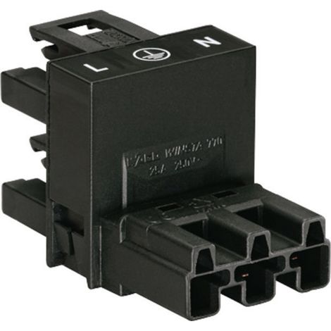 WAGO Netz-H-Verteiler Netz-Stecker - Netz-Buchse, Netz-Buchse Gesamtpolzahl: 2 + PE Schwarz 1 St.