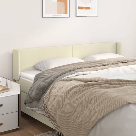 Cabecero de cuero sintético color crema 163x16x78/88 cm vidaXL (1/5)
