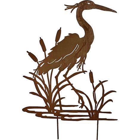 Silhouette déco jardin héron 75x1x112cm