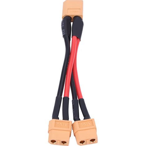 Adaptateur de connecteur parallèle XT60 pour batterie LiPo RC, câble 14AWG, 1 mâle vers 2 femelles (1/5)