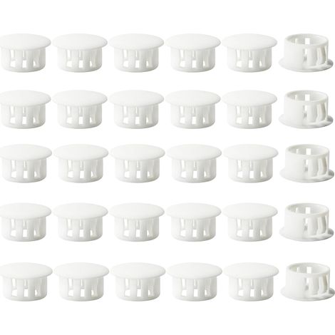 Embouts d'insertion - Embouts de fixation ronds verrouillables - Pour tubes de poteaux de clôture de meubles - 16 mm, 30 unités - Blanc (1/5)